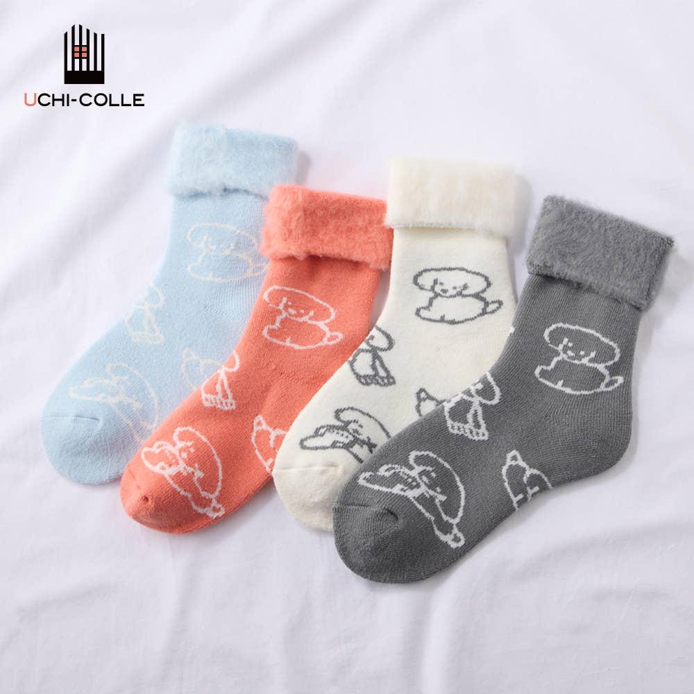 [Teraoka Natsumi Collaboration] Fluffy Folded Dog Room Socks [SALE]